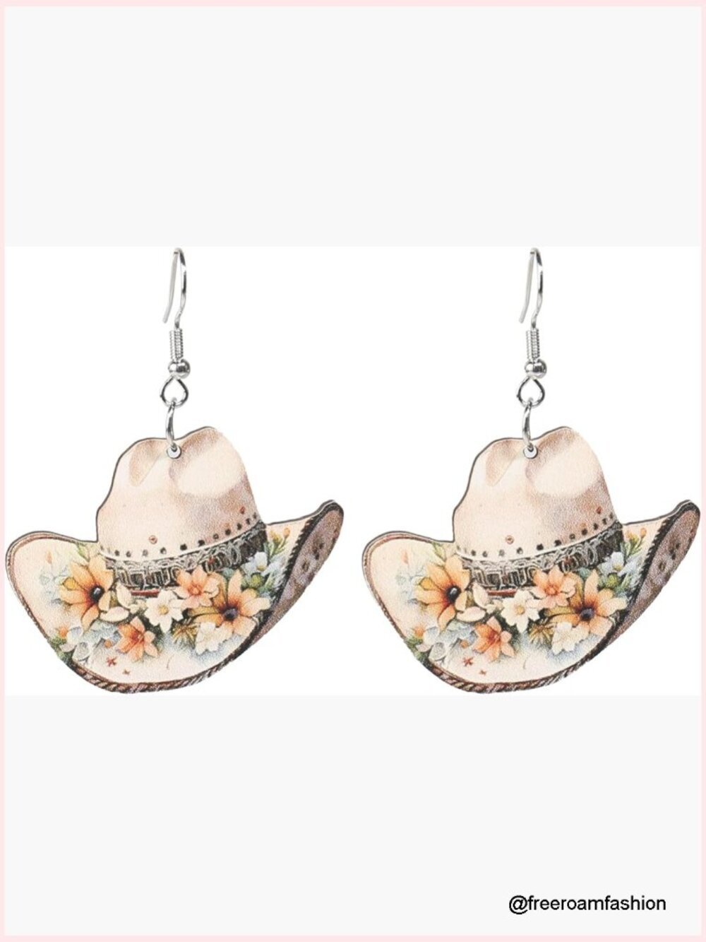 Wooden Cowboy Hat & Boot Drop Dangle Earrings Boho Western Rodeo Jewelry